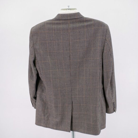 Jos A Bank Tweed Texuted Wool Silk Black Tan Check W/ Brown Windowpane 42L Sport - Picture 6 of 11